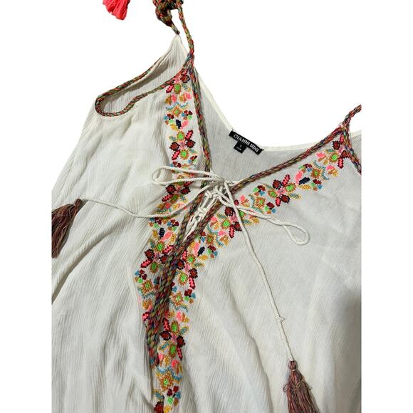 70s Boho Embroidered Maxi Dress (Gianni Bini) - Picture 6 of 7